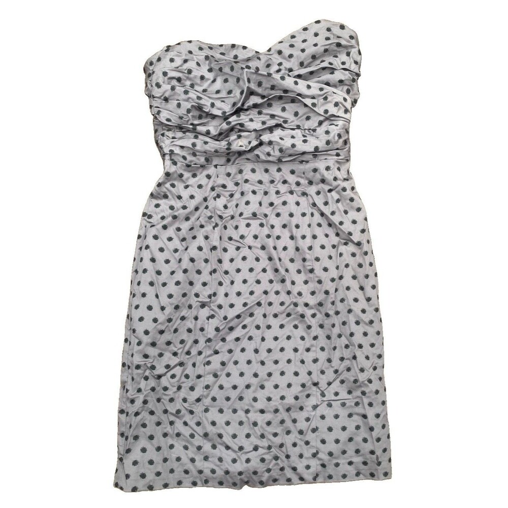 Y2K H&M Strapless Tube Mini Dress Gray Black Polka Dots Women's Size 8 Zip New